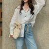 Linen Embroidered Single Breasted Loose Fashion Shirt