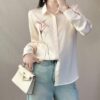 Printed and dyed design long-sleeved shirt (containing 70% silk)