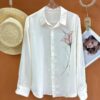 Printed and dyed design long-sleeved shirt (containing 70% silk)