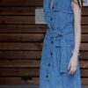 High-end retro denim dress(with belt)