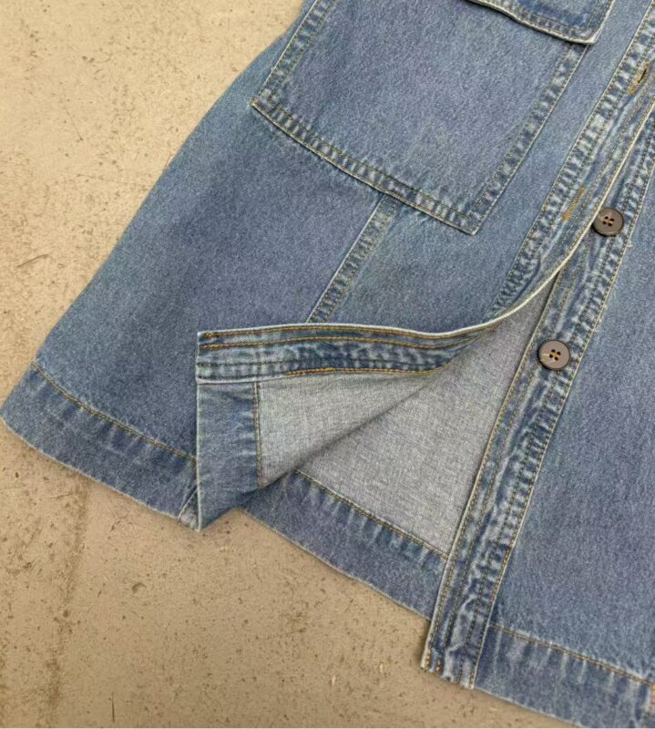 High-end retro denim dress(with belt)