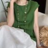 Simple breathable linen vest