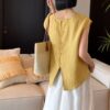 Simple breathable linen vest