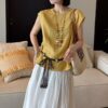 Simple breathable linen vest