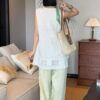 Solid color linen patchwork vest