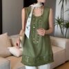 Solid color linen patchwork vest