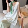 Solid color linen patchwork vest