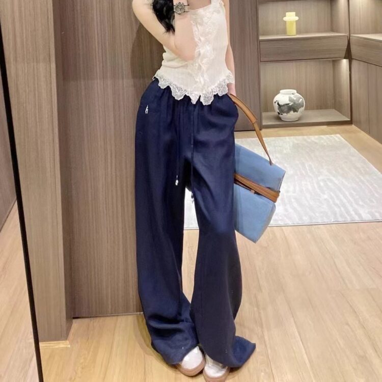 Simple style loose wide-leg casual pants