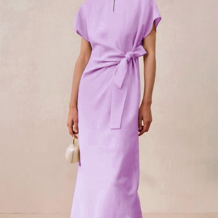 Ice-feel Tencel linen high-end fashion casual elegant dress