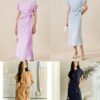 Ice-feel Tencel linen high-end fashion casual elegant dress