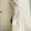 100% plant fermentation washed lapel linen sleeveless dress