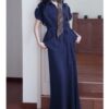 Light mature lady style shirt and skirt two-piece set (with belt)