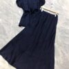 Light mature lady style shirt and skirt two-piece set (with belt)