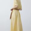 Solid color comfortable linen shirt dress (with belt)