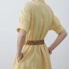 Solid color comfortable linen shirt dress (with belt)