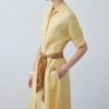 Solid color comfortable linen shirt dress (with belt)