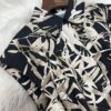 Bamboo leaf print slimming and elegant dress (with belt)