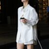 Simple niche sun protection shirt and shorts set (with waist rope)