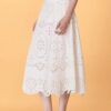 Pastoral style hollow embroidery loose drape skirt and versatile top set