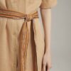 100% pure linen light luxury slim shirt dress (with belt)