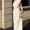 French retro style polo collar linen sleeveless shirt dress (with belt)