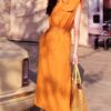 French retro style polo collar linen sleeveless shirt dress (with belt)