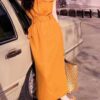 French retro style polo collar linen sleeveless shirt dress (with belt)