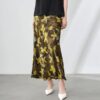 Digital Printing Elastic Waist Side Slit Skirt