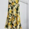 Triacetate printed side slit elastic waist skirt (bias cut fabric)
