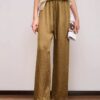 Simple and versatile elastic waist loose drawstring trousers