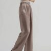 Simple and versatile elastic waist loose drawstring trousers