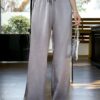 Simple and versatile elastic waist loose drawstring trousers