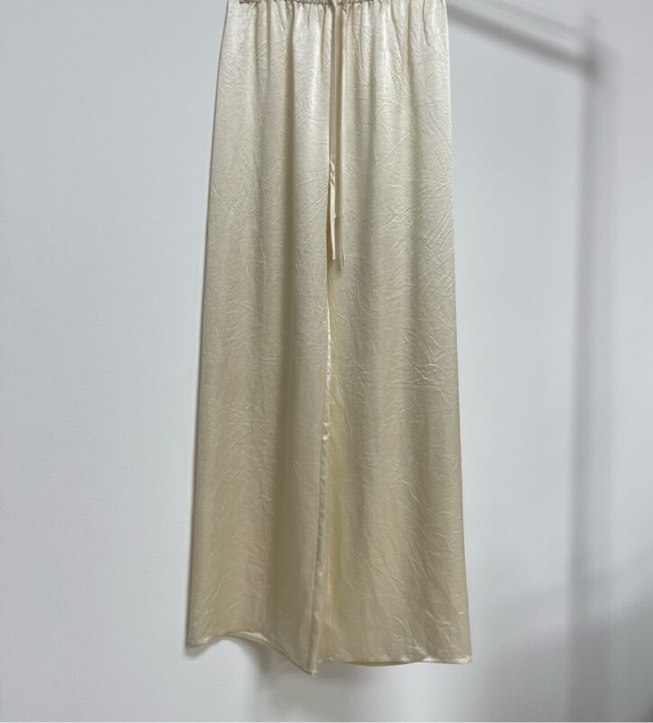 Simple and versatile elastic waist loose drawstring trousers