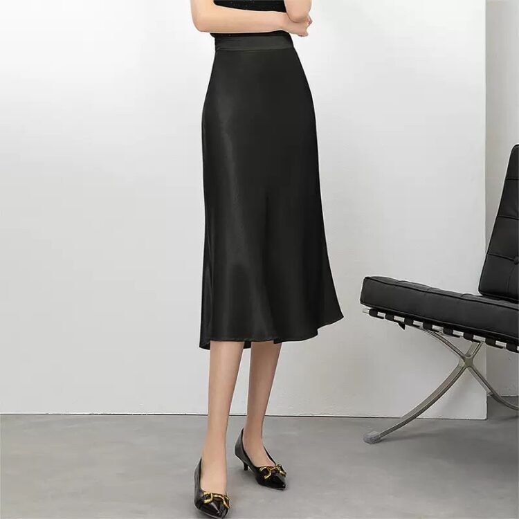 Triacetate Satin High Waist Fishtail Skirt