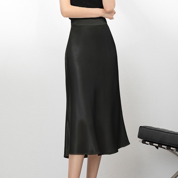Triacetate Satin High Waist Fishtail Skirt