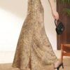 Satin printed high waist fishtail skirt