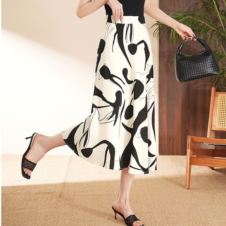 Printed Large Size Swing Skirt