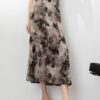 Ink print fishtail skirt
