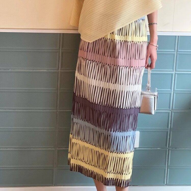 Pleated Rainbow Stretch Skirt