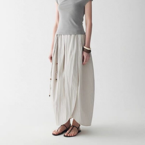 Simple waistless slit flower bud skirt