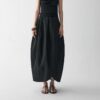 Simple waistless slit flower bud skirt
