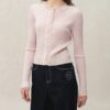 Elegant pit stretch-knit cardigan