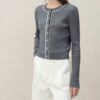 Elegant pit stretch-knit cardigan