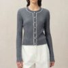 Elegant pit stretch-knit cardigan
