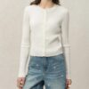 Elegant pit stretch-knit cardigan