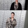 Retro slim fit pattern print shirt (100% silk)