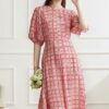 Retro plaid all-match slim dress (100% silk)