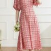 Retro plaid all-match slim dress (100% silk)