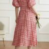 Retro plaid all-match slim dress (100% silk)