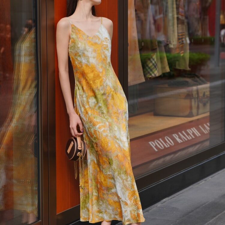 Resort style slim fit suspender dress